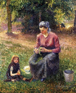 Camille Pissarro œuvres - paysanne et enfant eragny 1893 Camille Pissarro